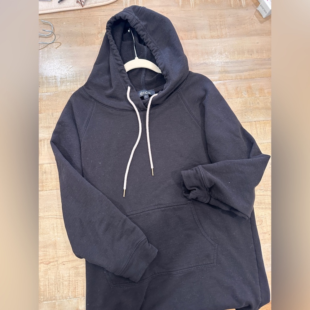 Etica long black hoodie sweatshirt dress